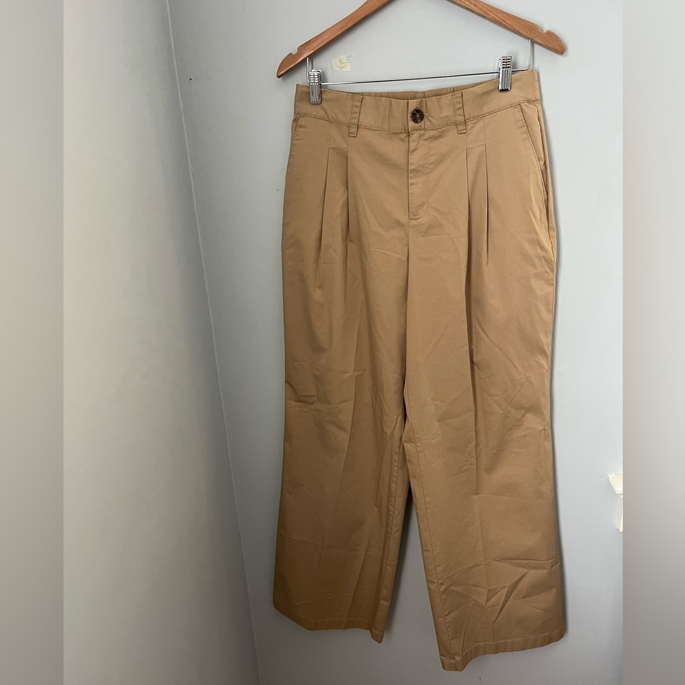 Lands'‎ End Tan Wide Leg Pleated Pants